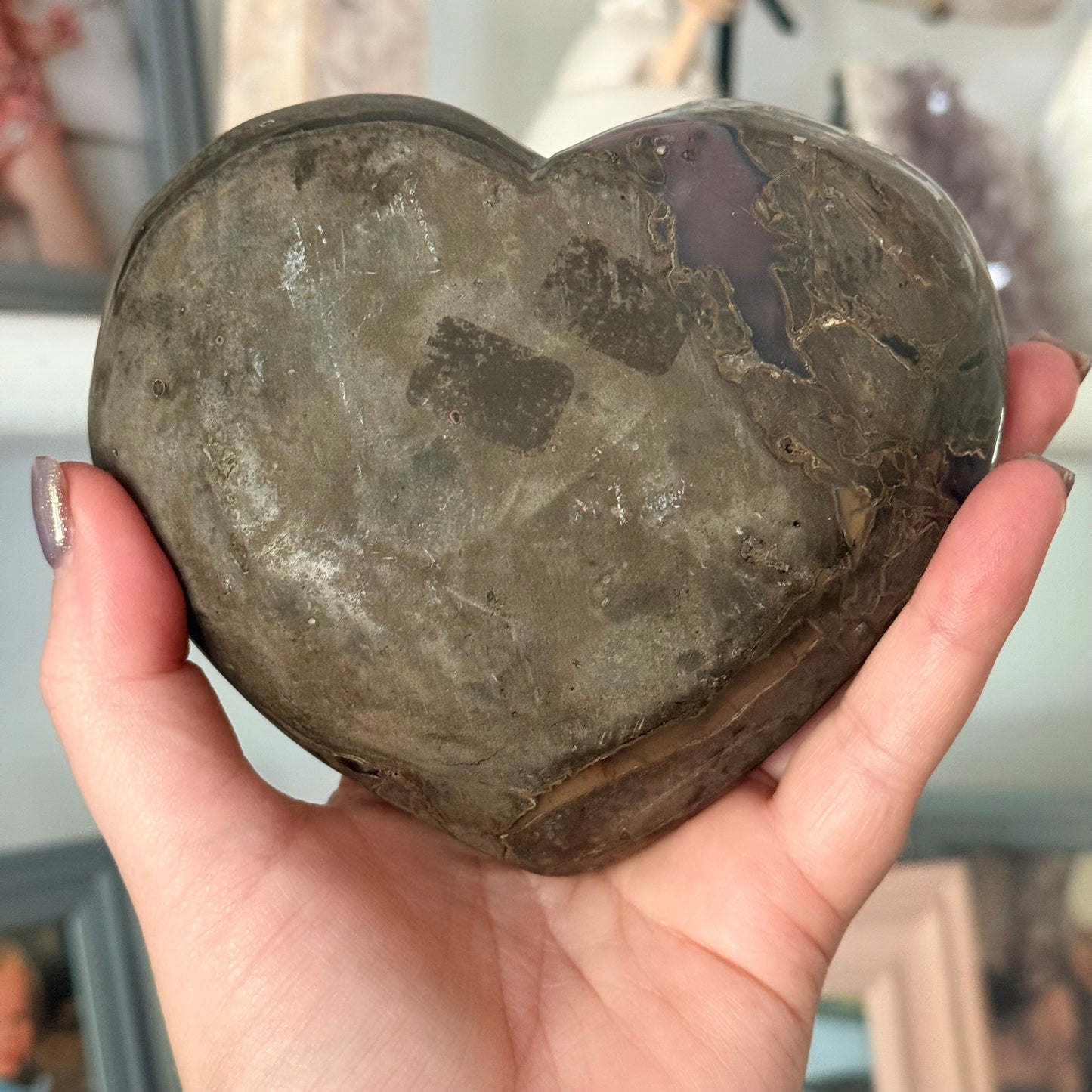 Red Rainbow Ameythyst Crystal Heart Carving