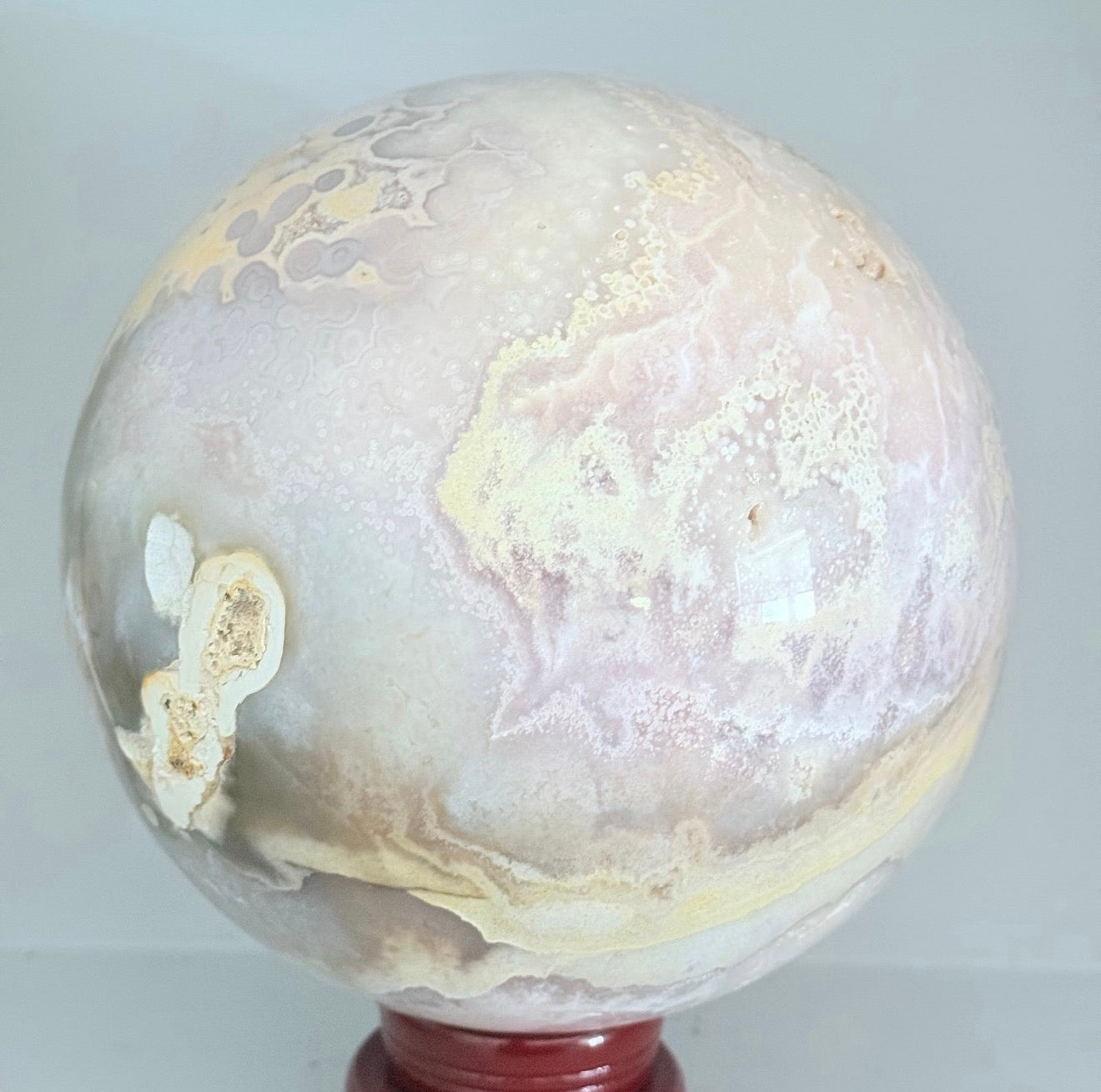 Natural Sugar Druzy Cherry Blossom Agate Crystal Sphere