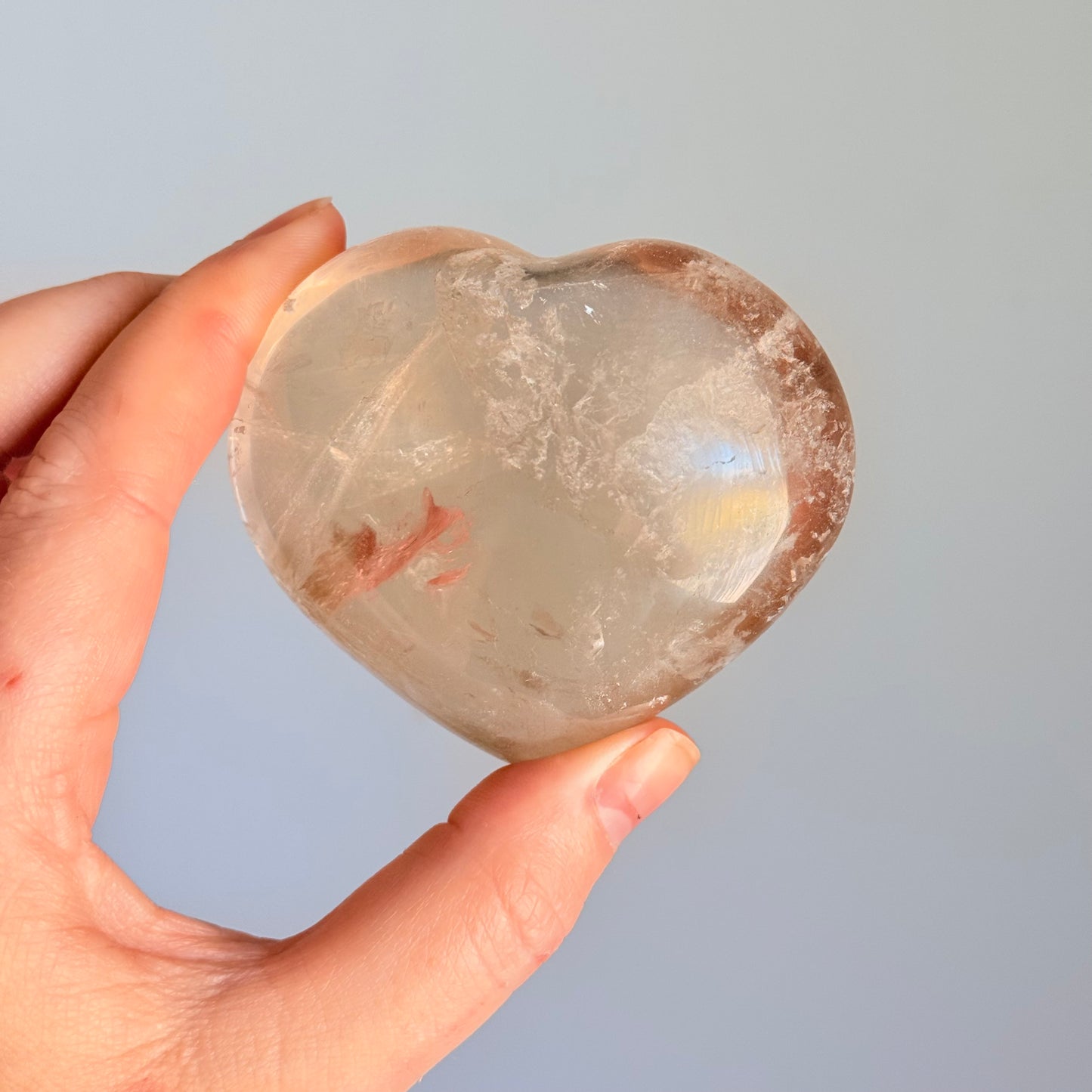 Chunky Clear Quartz Crystal Heart Carving (Flash)