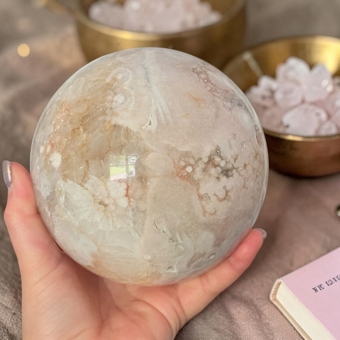 Pink Amethyst & Flower Agate Druzy Crystal Sphere 6lbs
