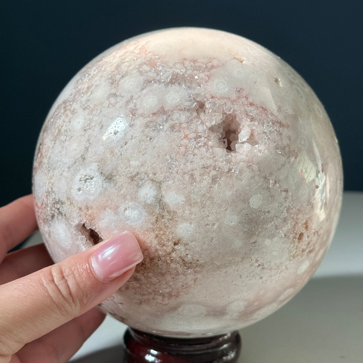 Pink Amethyst & Flower Agate Druzy Crystal Sphere 6lbs