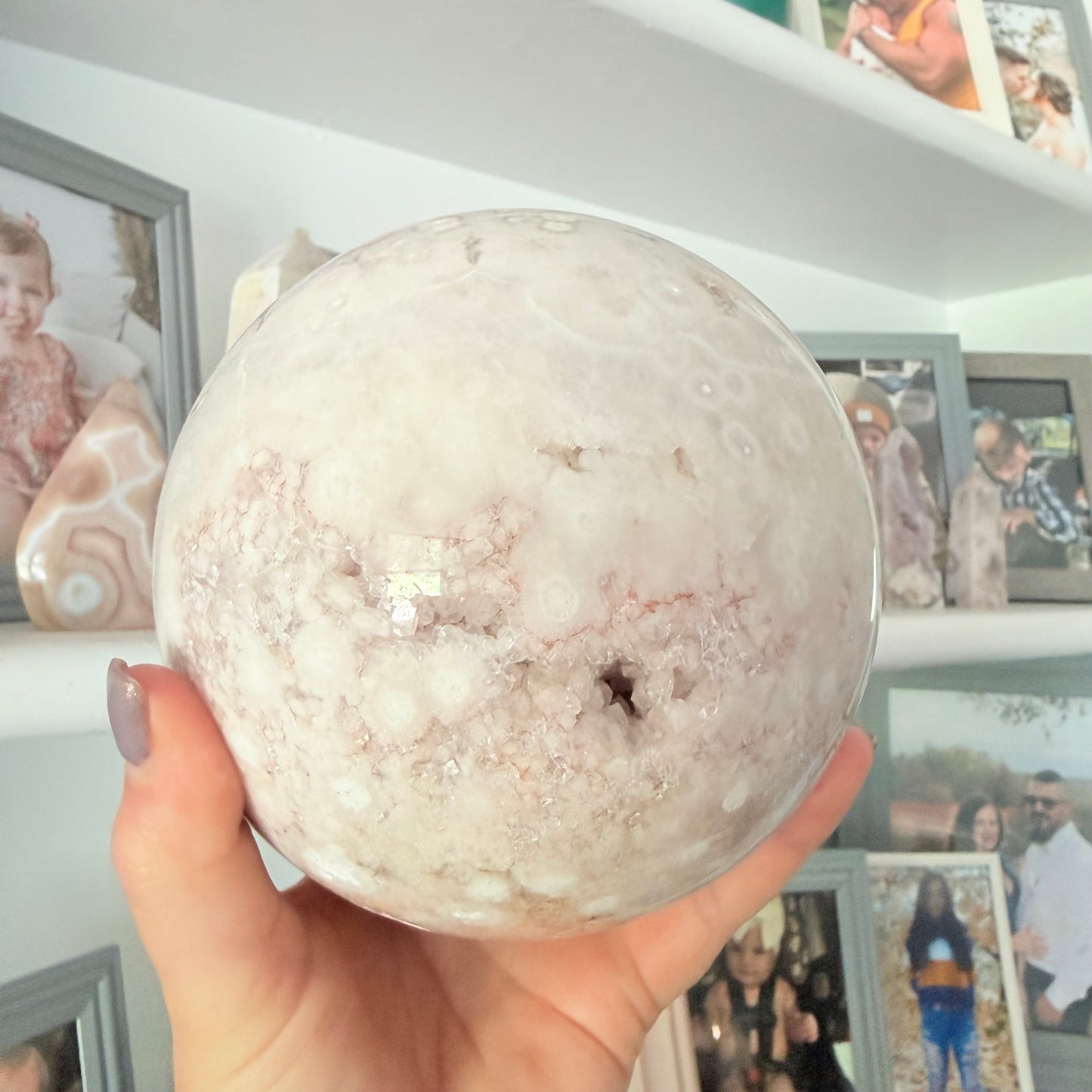 Pink Amethyst & Flower Agate Druzy Crystal Sphere 6lbs