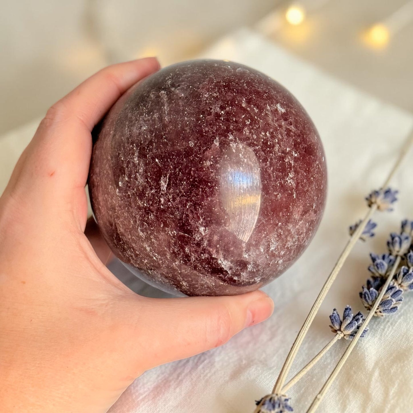 Sparkled Strawberry Quartz Crystal Sphere XXL