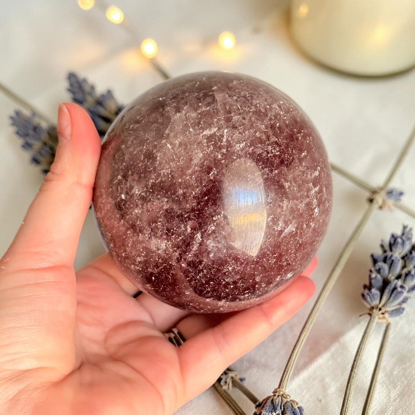 Sparkled Strawberry Quartz Crystal Sphere XXL