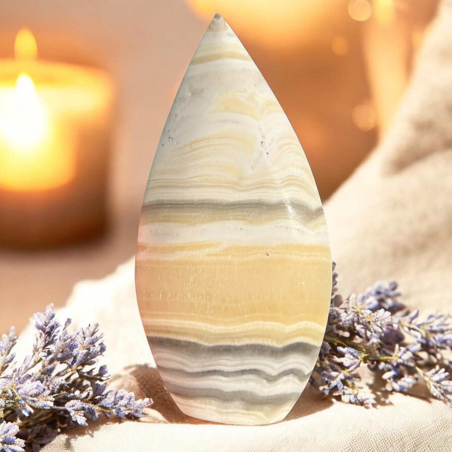 Banded Yellow Calcite Crystal