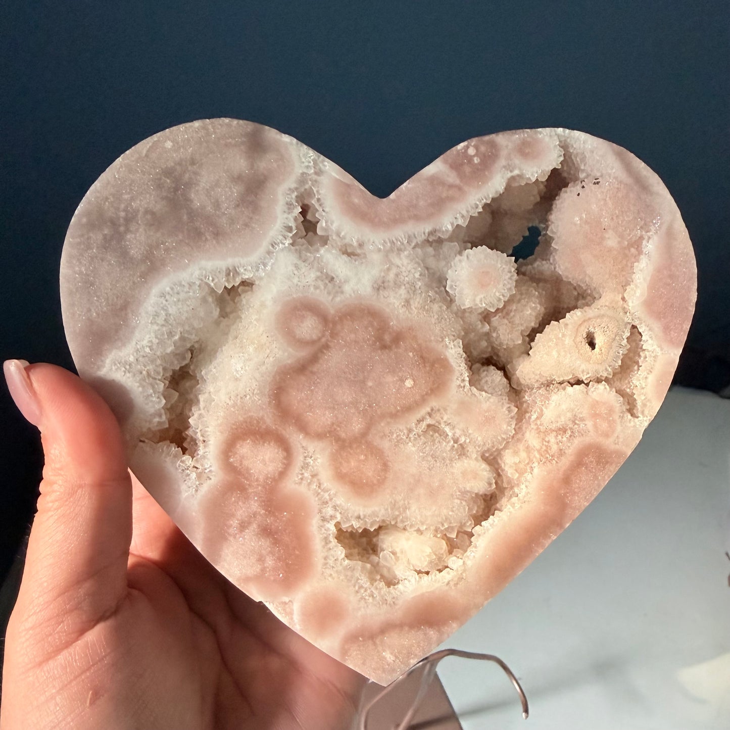 Pink Amethyst Druzy Crystal Heart Statement Piece