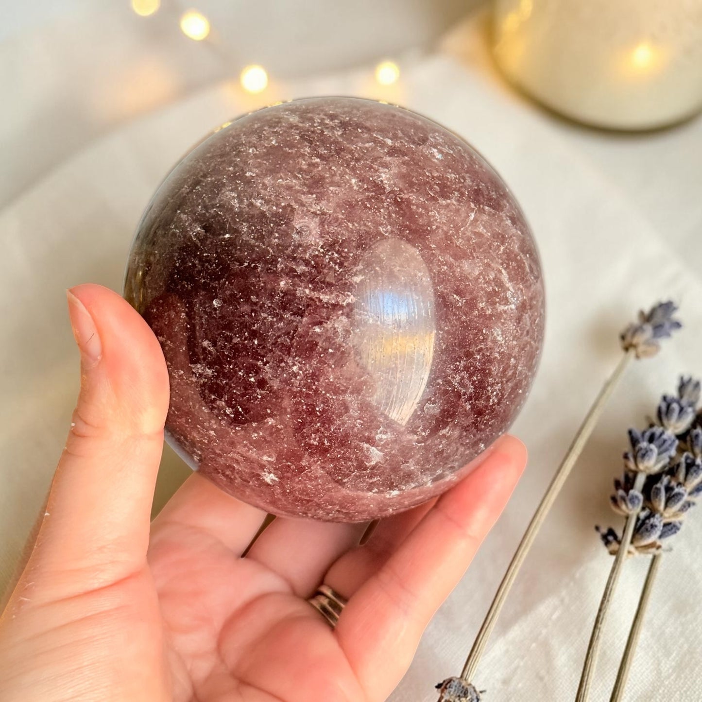 Sparkled Strawberry Quartz Crystal Sphere XXL