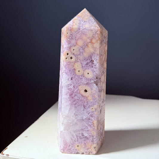 Flower Agate Druzy Crystal Tower Statement Piece