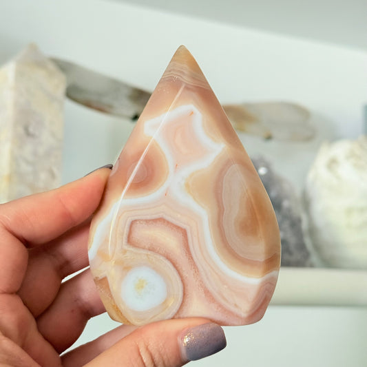 Natural Pink Jelly Crystal Tear Drop Carving