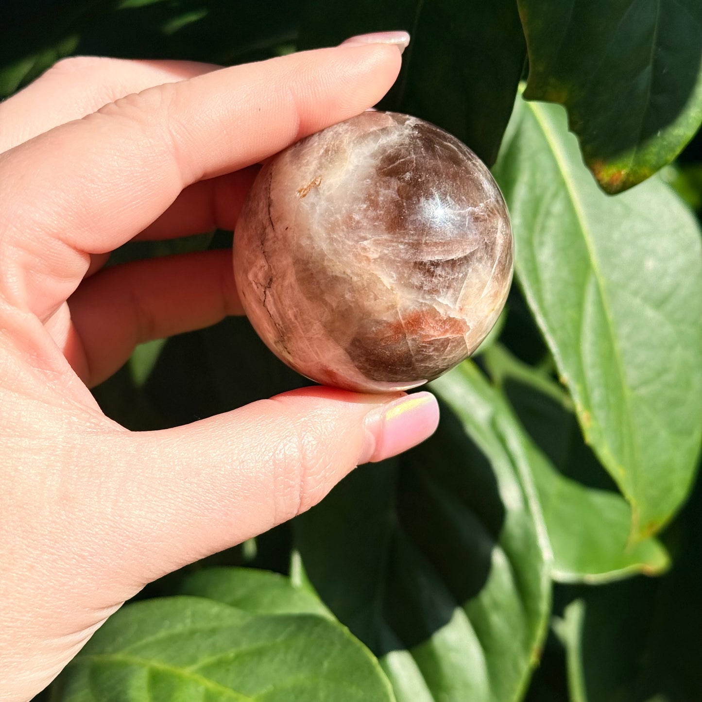 Sunstone Moonstone Crystal Sphere w/ Flash