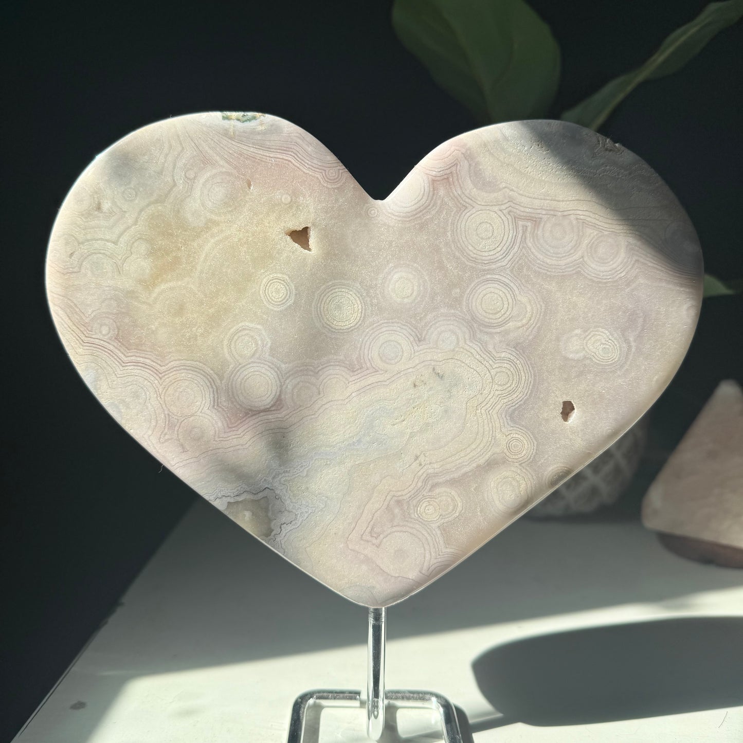 Pink Amethyst & Flower Agate Druzy Crystal Heart