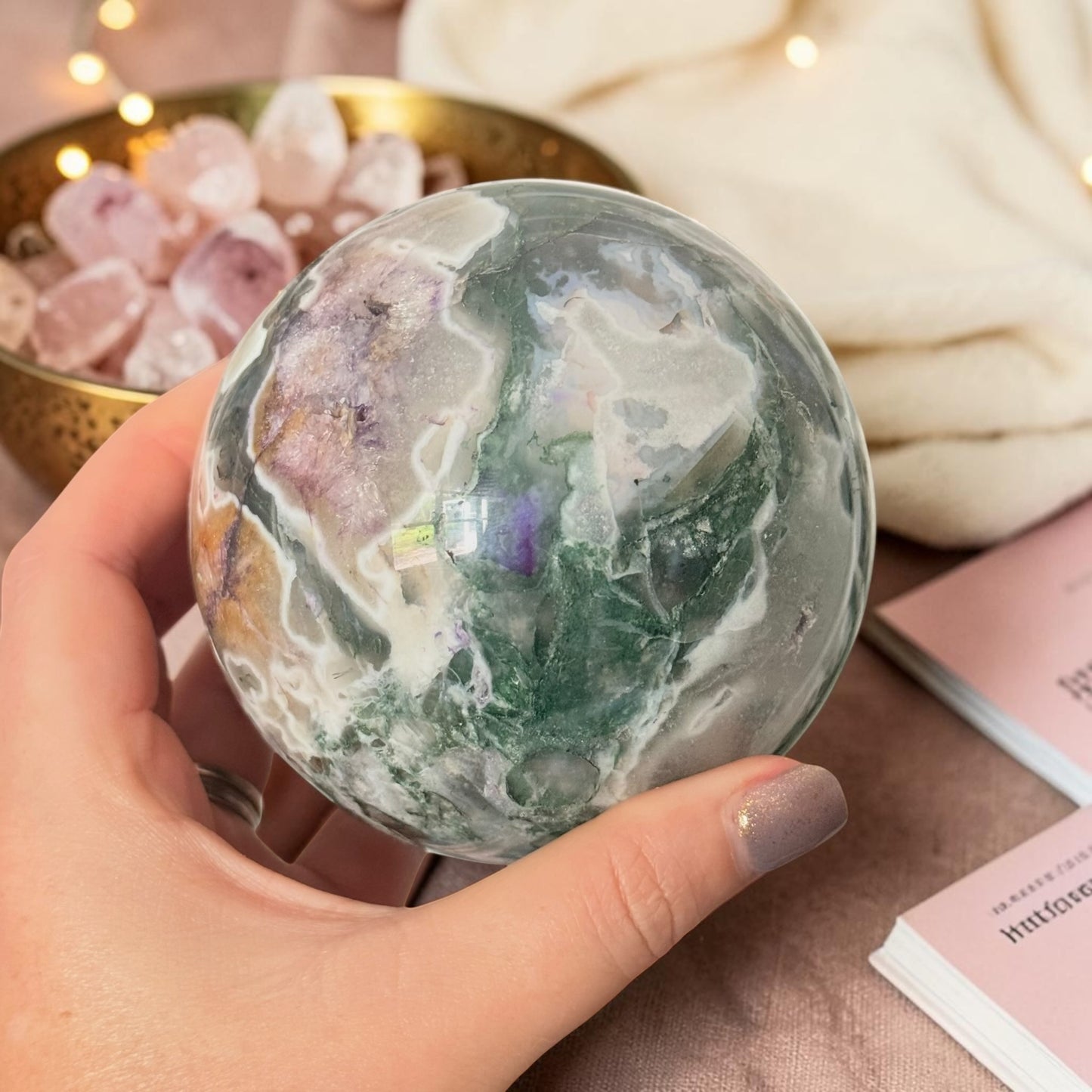 Moss Agate Crystal Sphere