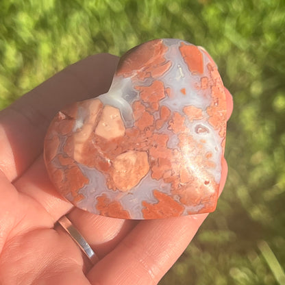 Pink Agate Crystal Heart Carving
