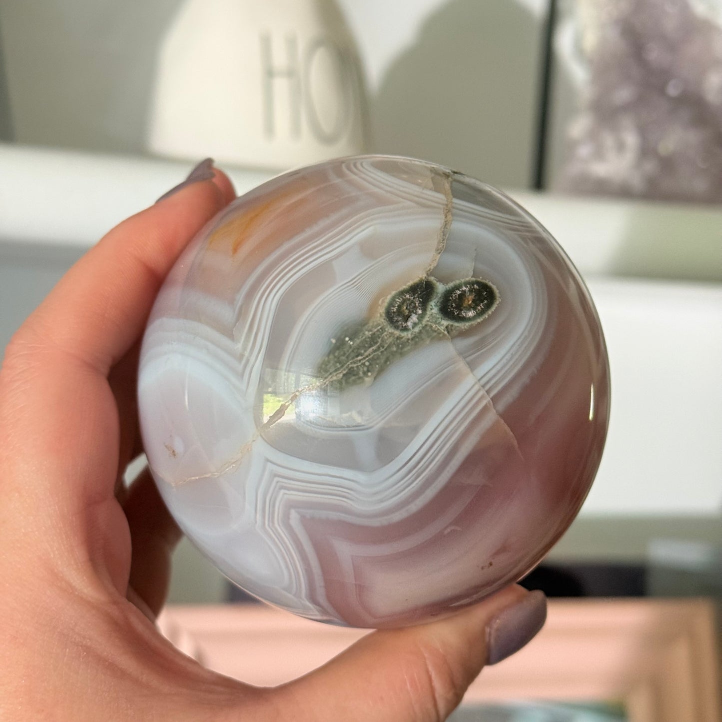 Druzy Pink Jelly Agate Crystal Sphere