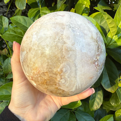 Pink Amethyst & Flower Agate Druzy Crystal Sphere 6lbs