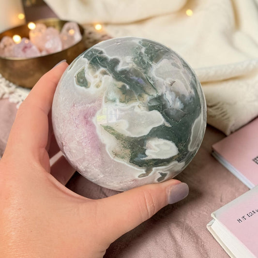 Moss Agate Crystal Sphere
