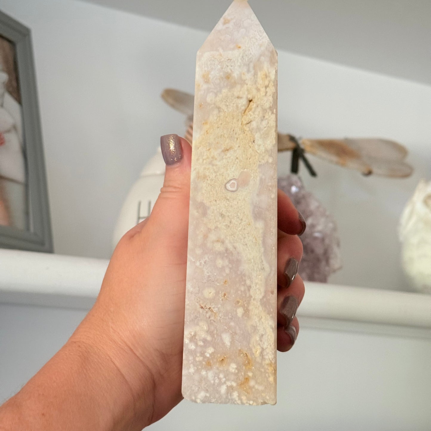 Druzy Pink Amethyst & Flower Agate Crystal Tower