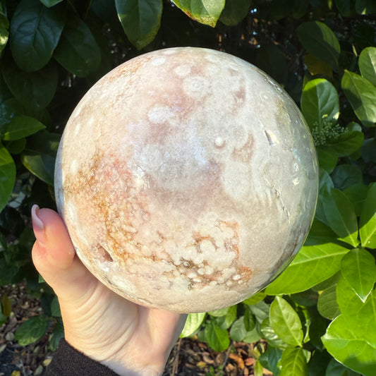 Pink Amethyst & Flower Agate Druzy Crystal Sphere 6lbs