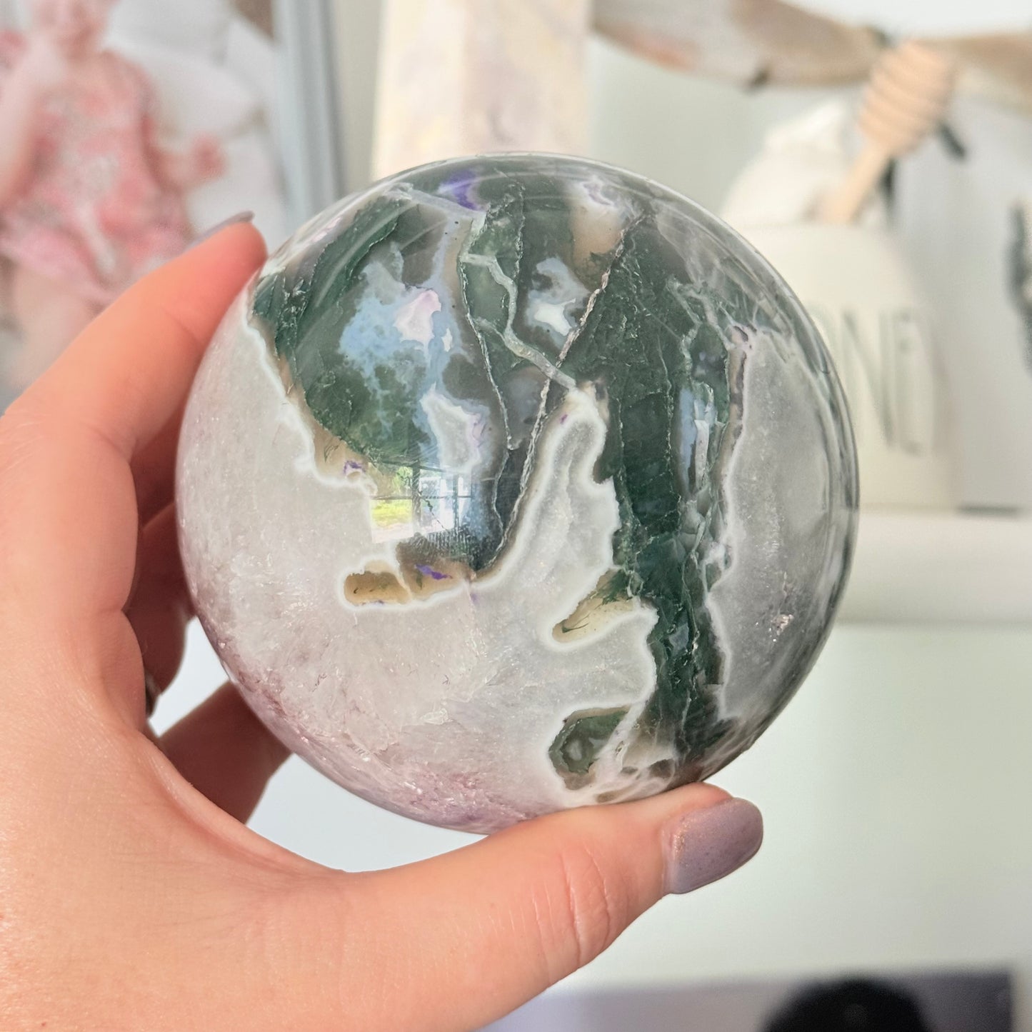 Moss Agate Crystal Sphere