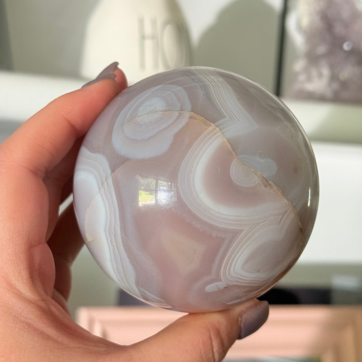 Druzy Pink Jelly Agate Crystal Sphere