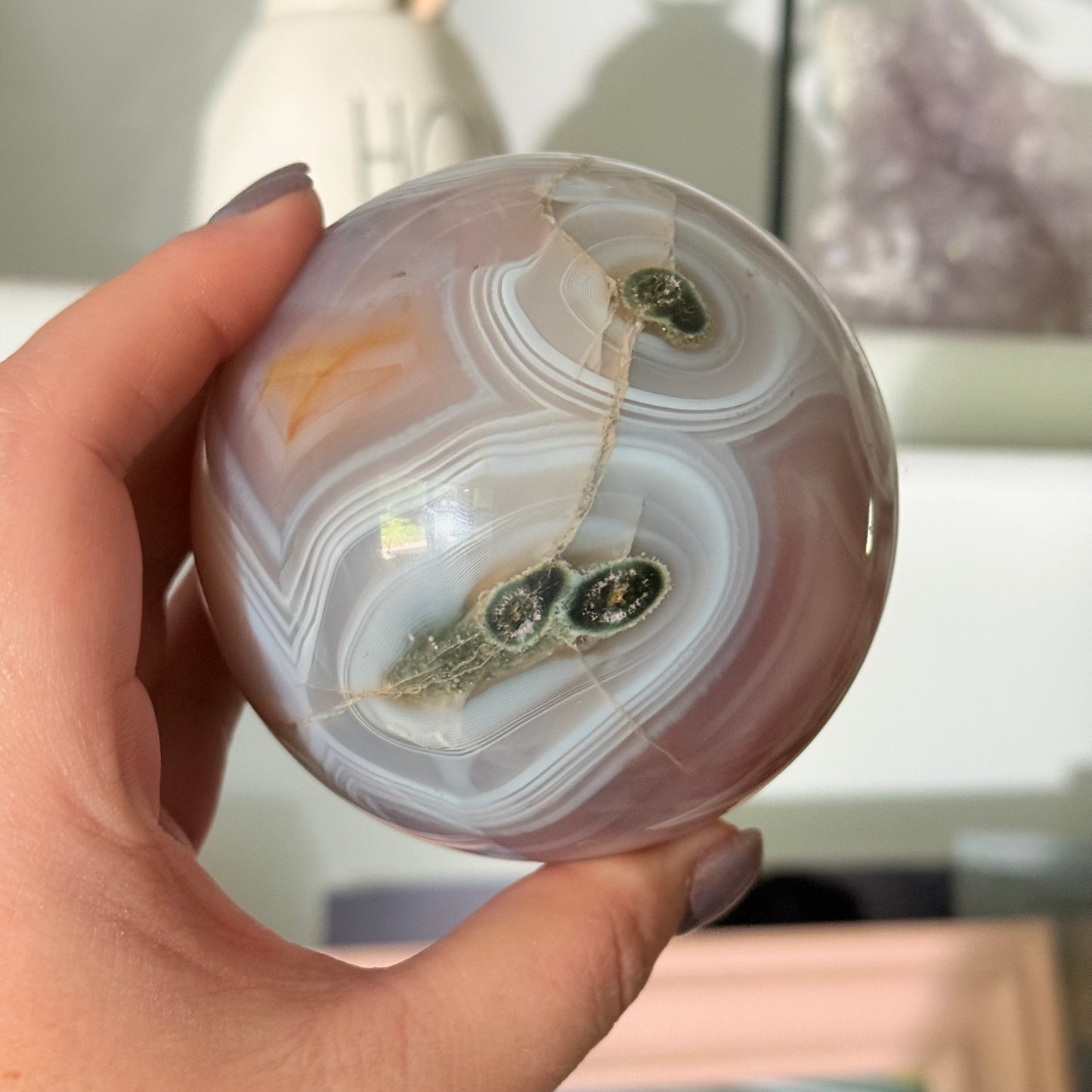 Druzy Pink Jelly Agate Crystal Sphere