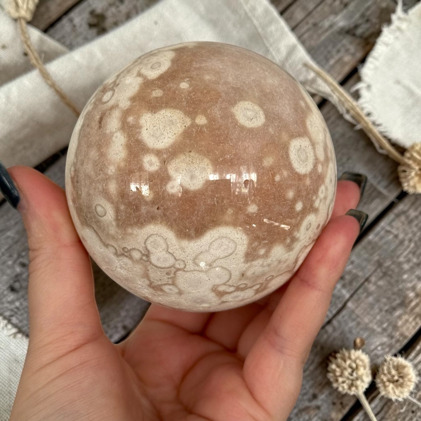 Pink Amethyst & Flower Agate Crystal Sugar Druzy Sphere