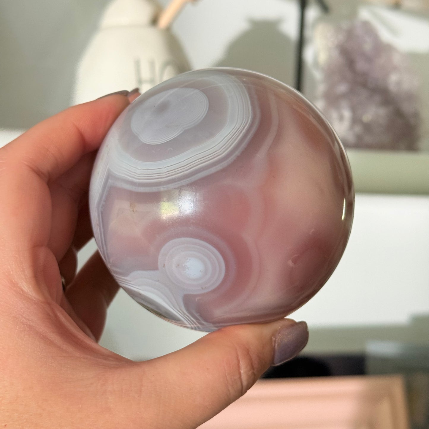 Druzy Pink Jelly Agate Crystal Sphere