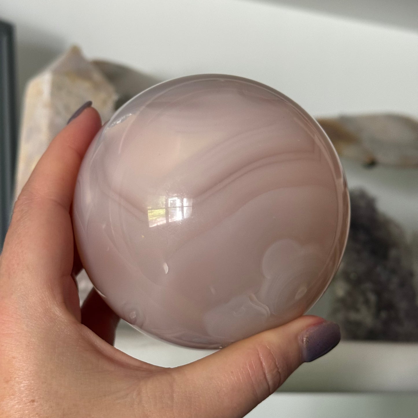 Natural Pink Jelly Crystal Sphere