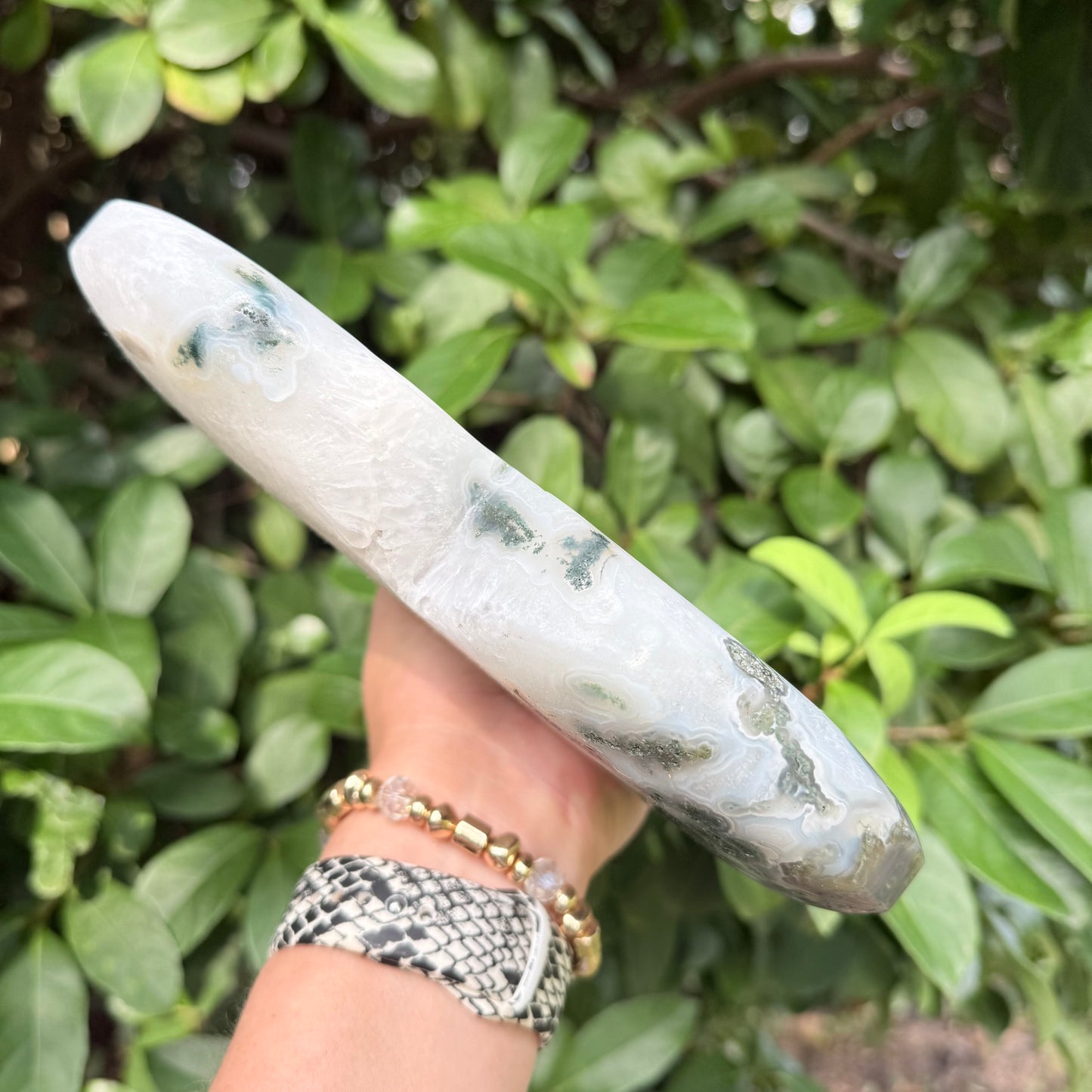 Natural Moss Agate Crystal Heart Carving