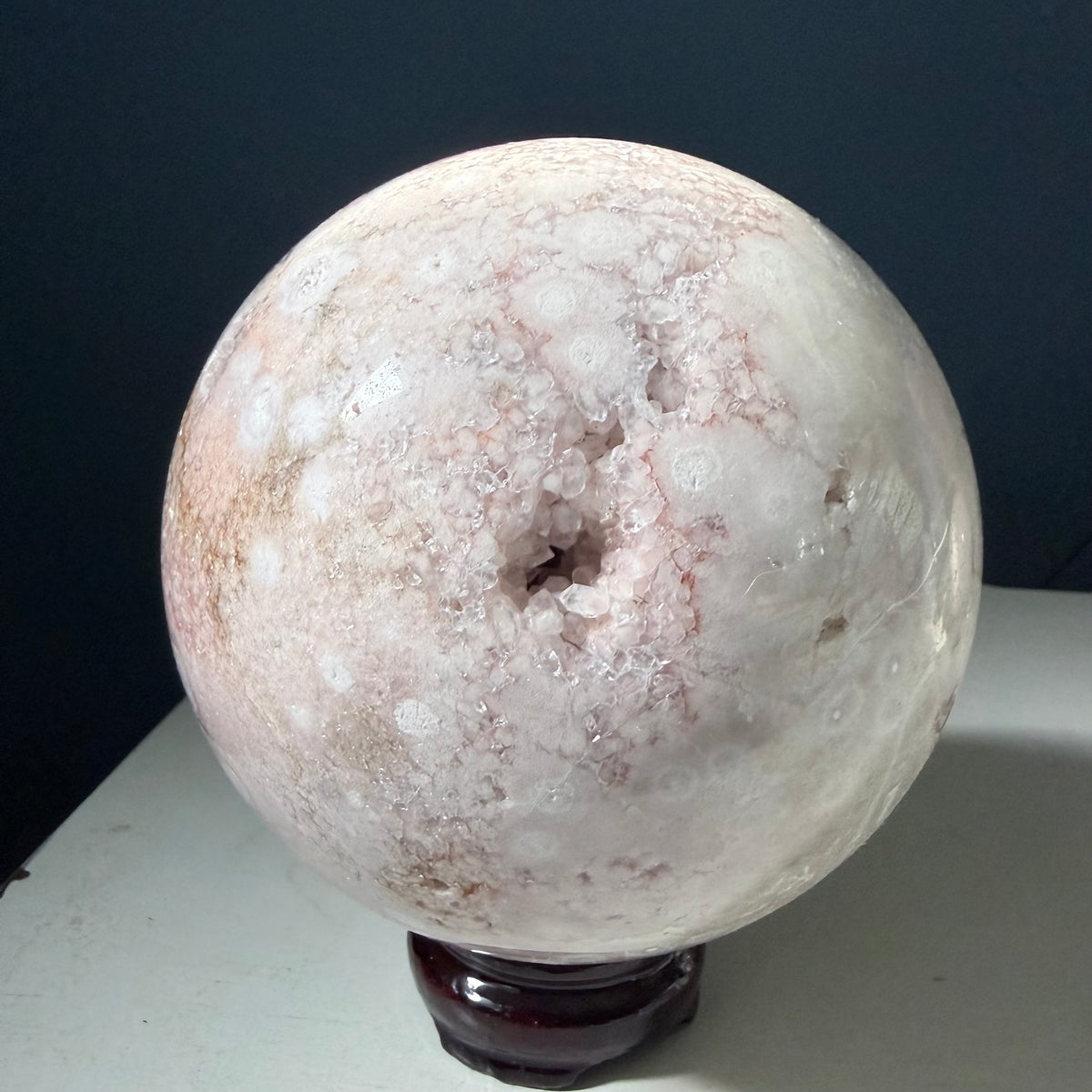 Pink Amethyst & Flower Agate Druzy Crystal Sphere 6lbs
