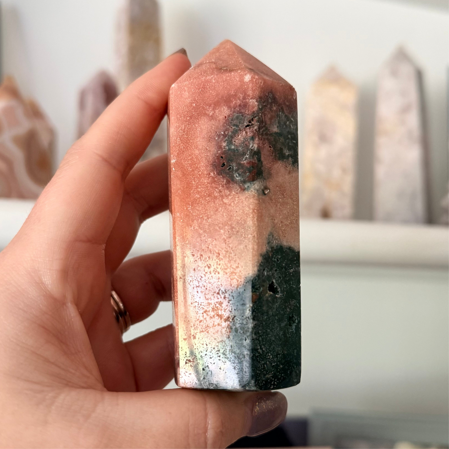 Pink Amethyst & Jasper Crystal Tower