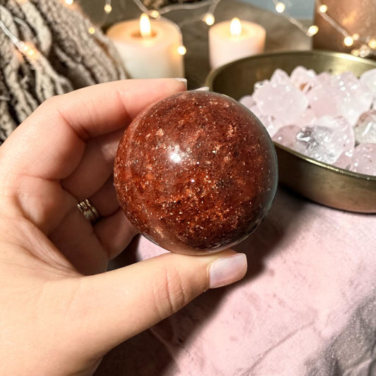 Sparkled Strawberry Quartz Crystal Sphere Med