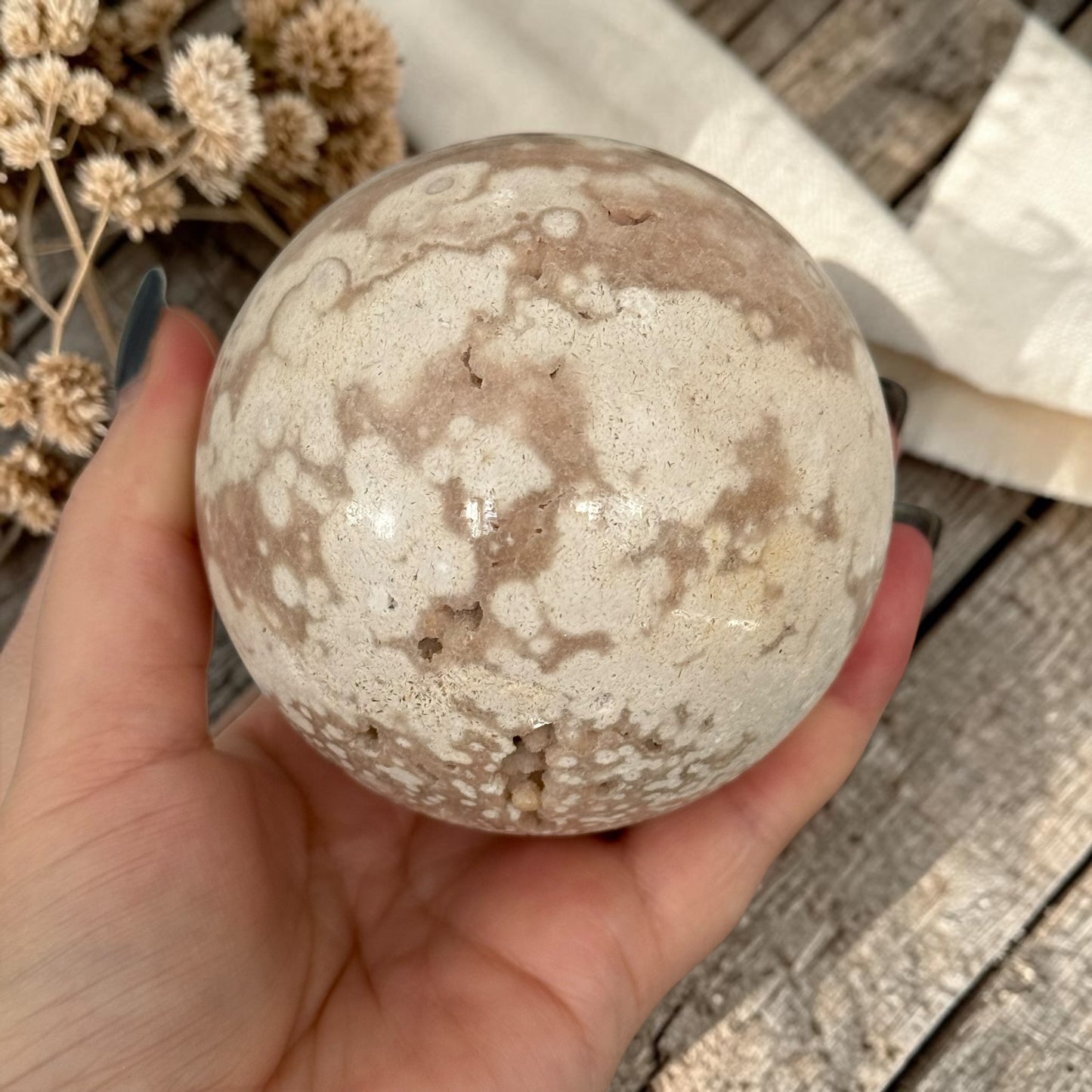 Pink Amethyst & Flower Agate Crystal Sugar Druzy Sphere