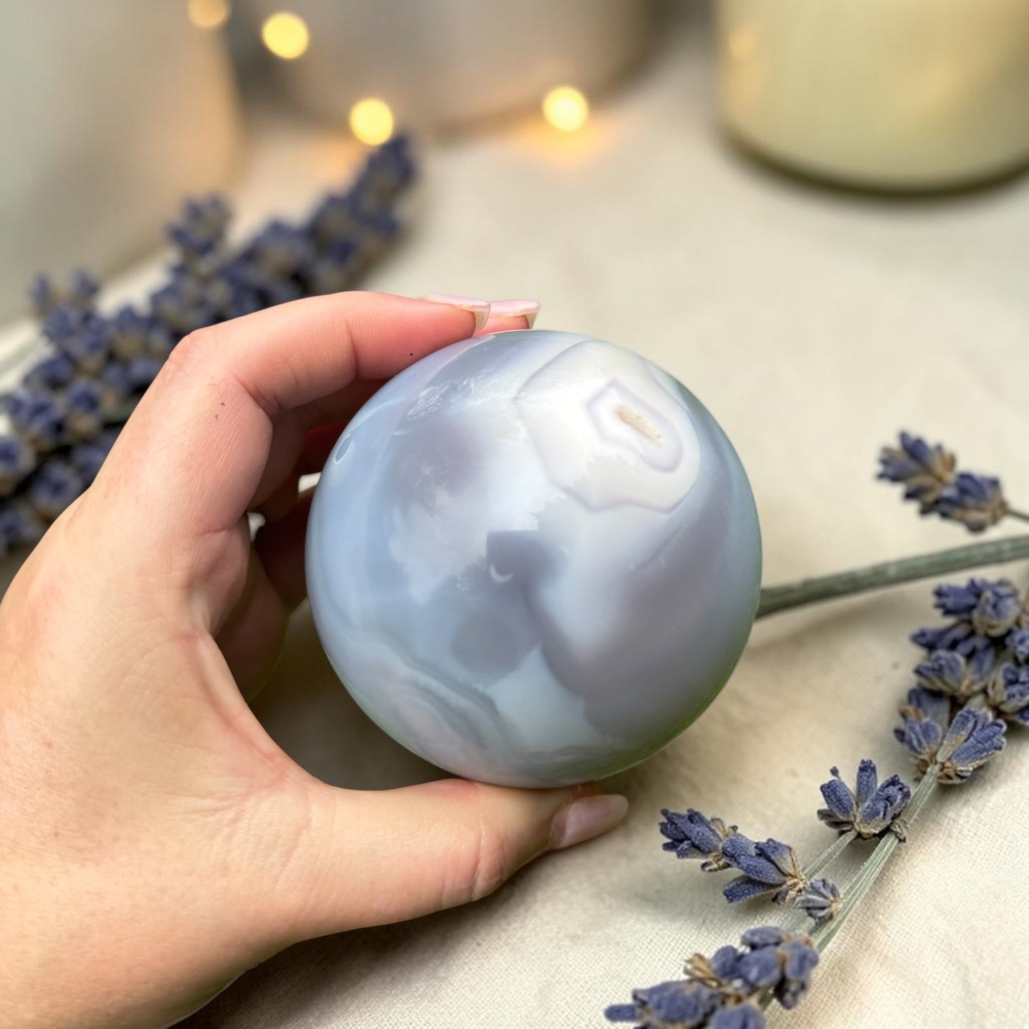 Rare Druzy Jelly Agate Crystal Sphere