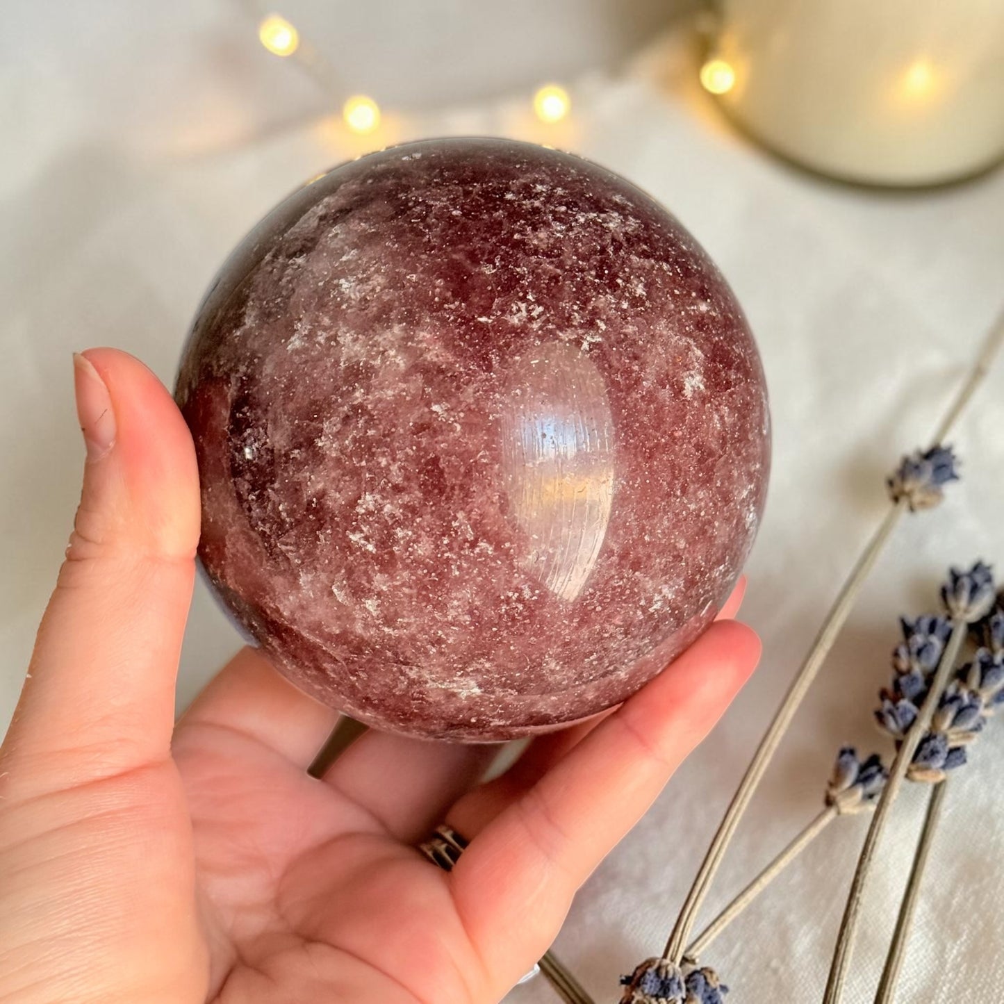 Sparkled Strawberry Quartz Crystal Sphere XXL