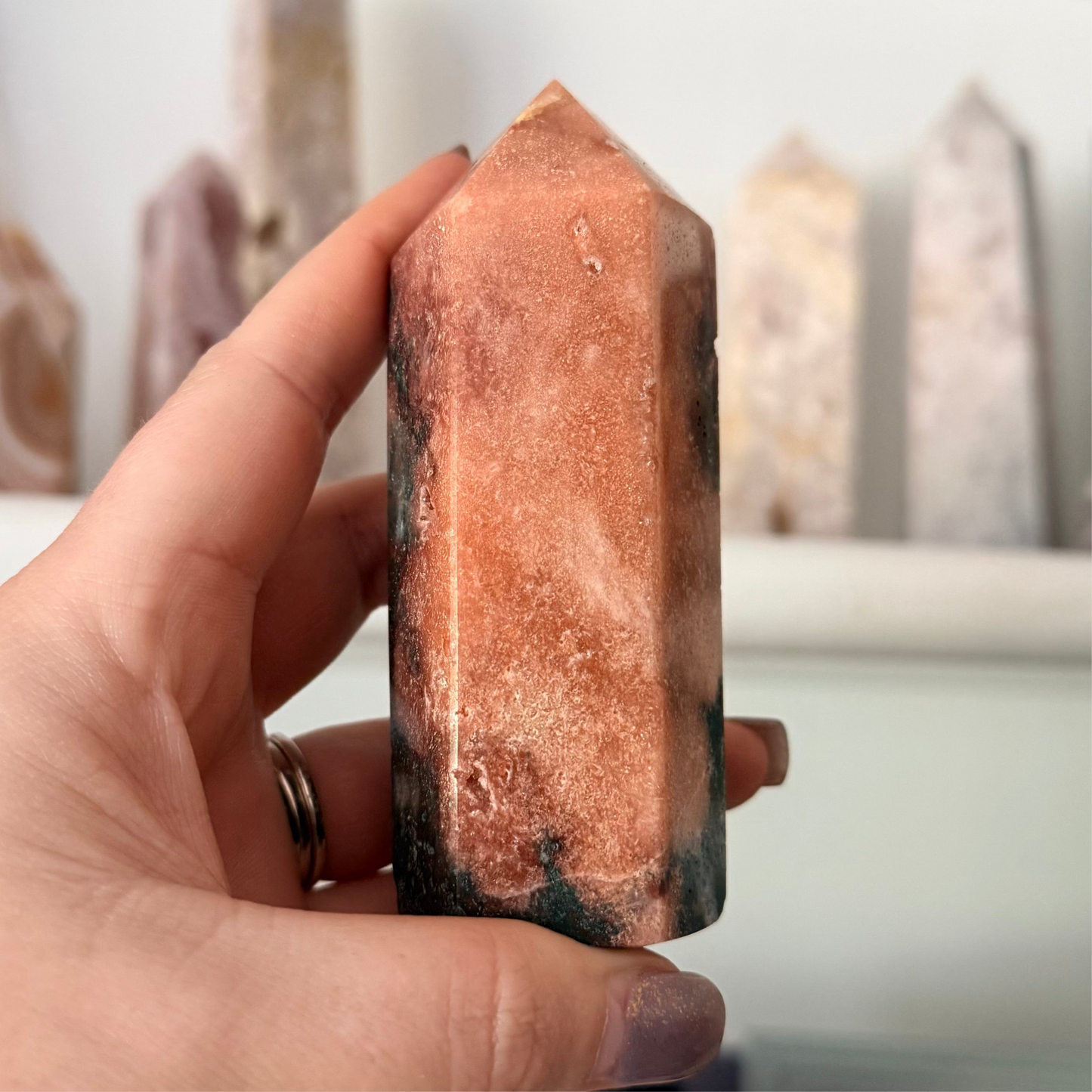 Pink Amethyst & Jasper Crystal Tower