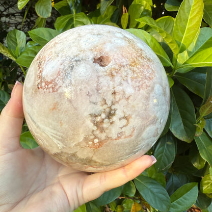 Pink Amethyst & Flower Agate Druzy Crystal Sphere 6lbs