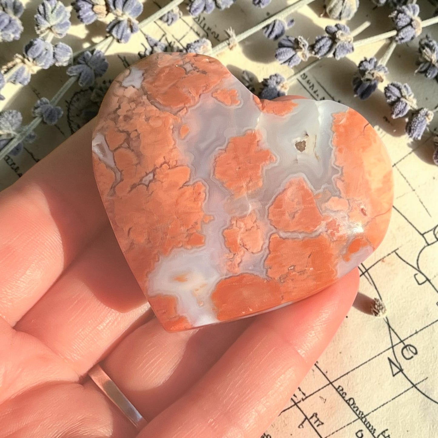 Pink Agate Crystal Heart Carving