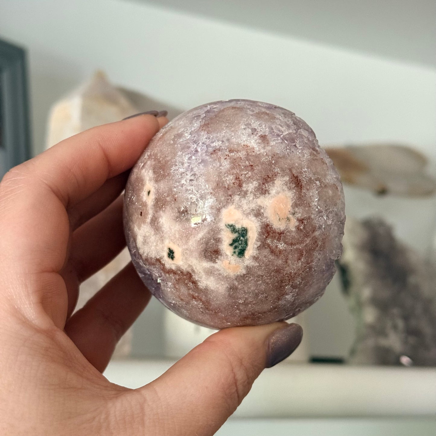 Incredible Druzy Pink Amethyst Crystal Sphere