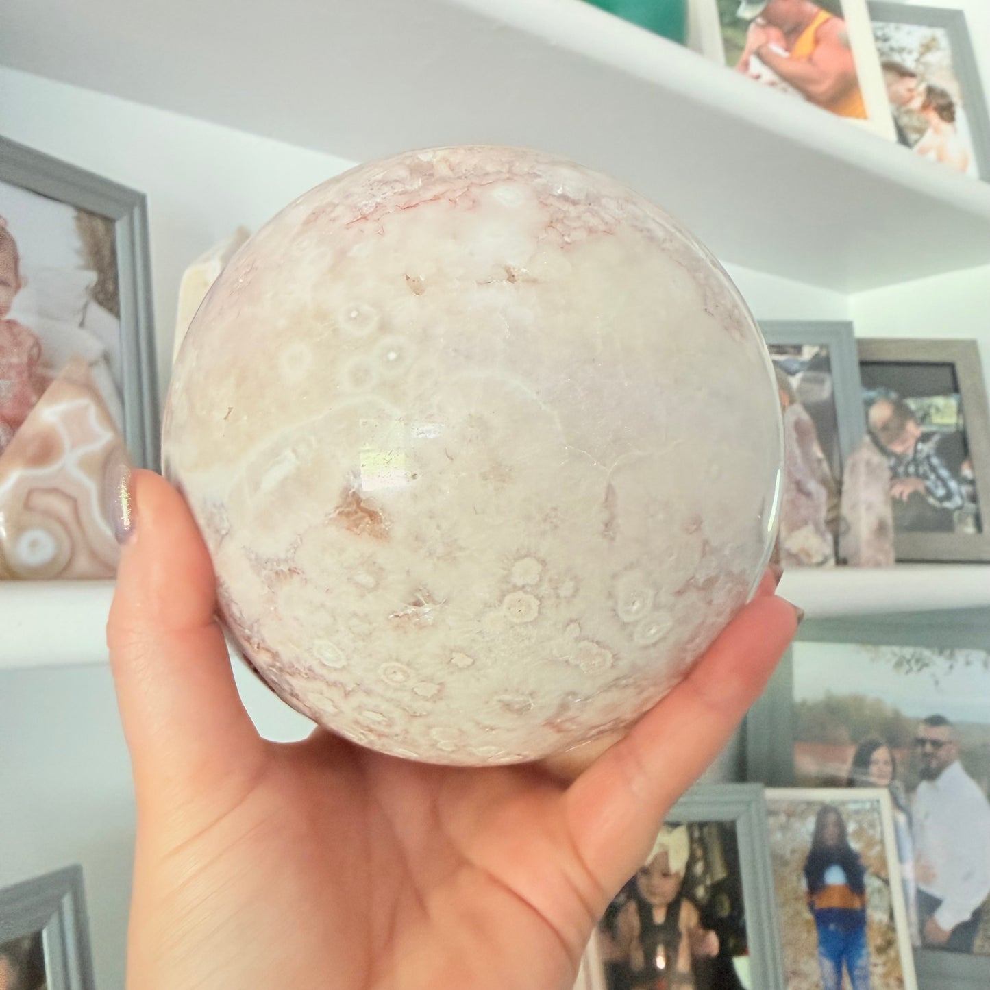 Pink Amethyst & Flower Agate Druzy Crystal Sphere 6lbs