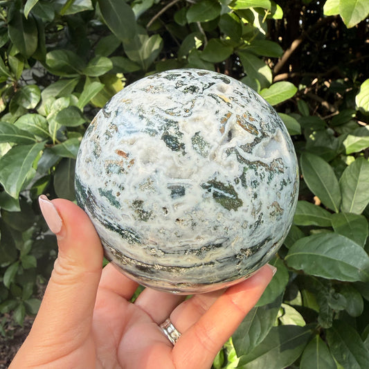 Natural Ocean Jasper Crystal Sphere with Druzy