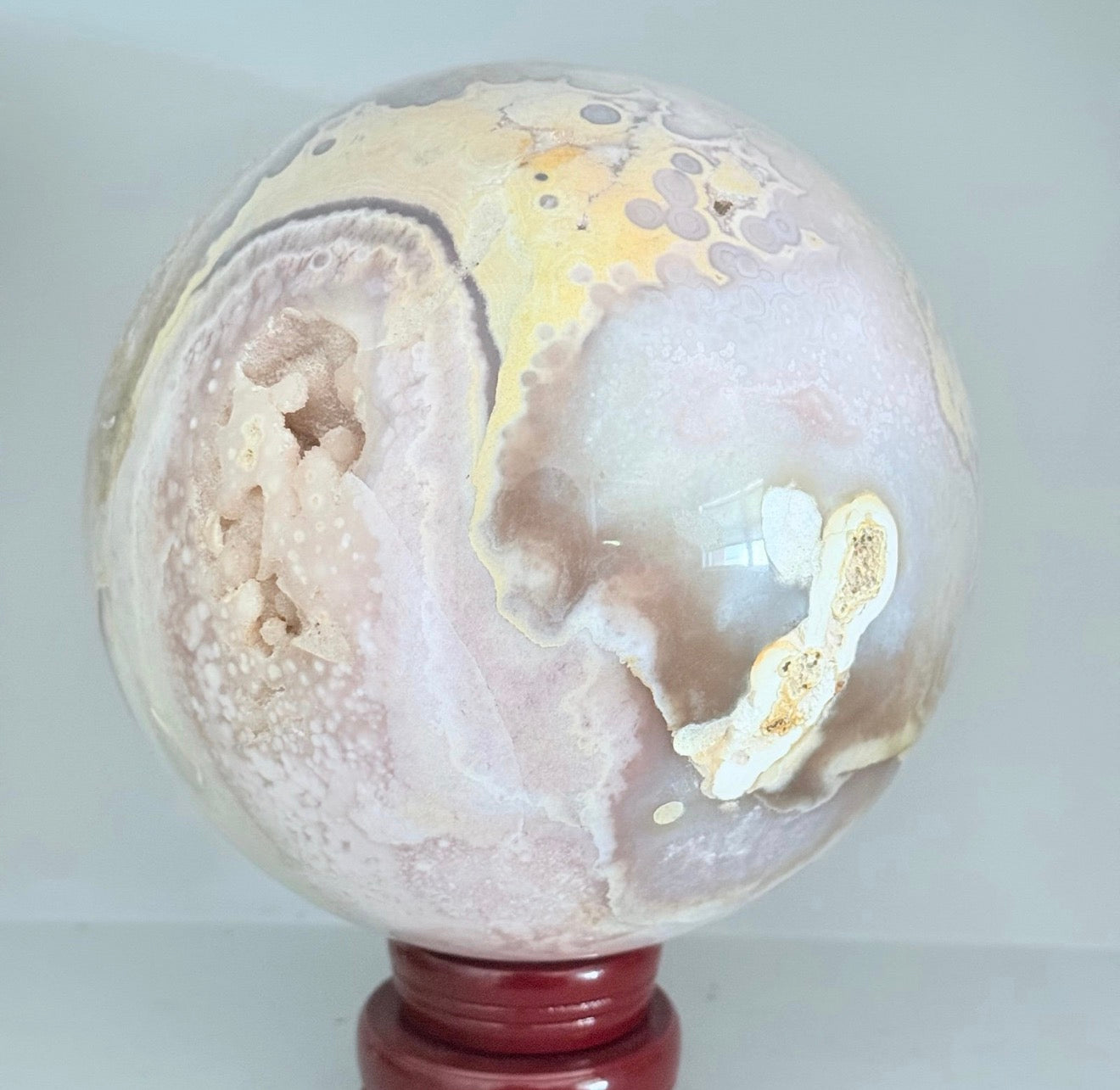 Natural Sugar Druzy Cherry Blossom Agate Crystal Sphere