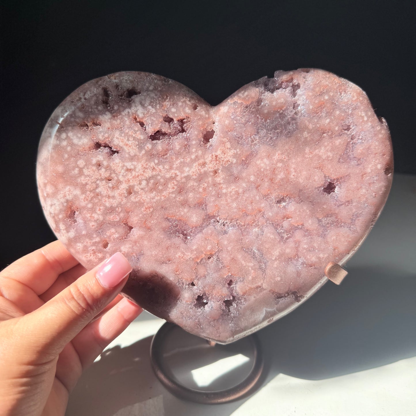Pink Amethyst Druzy Crystal Heart