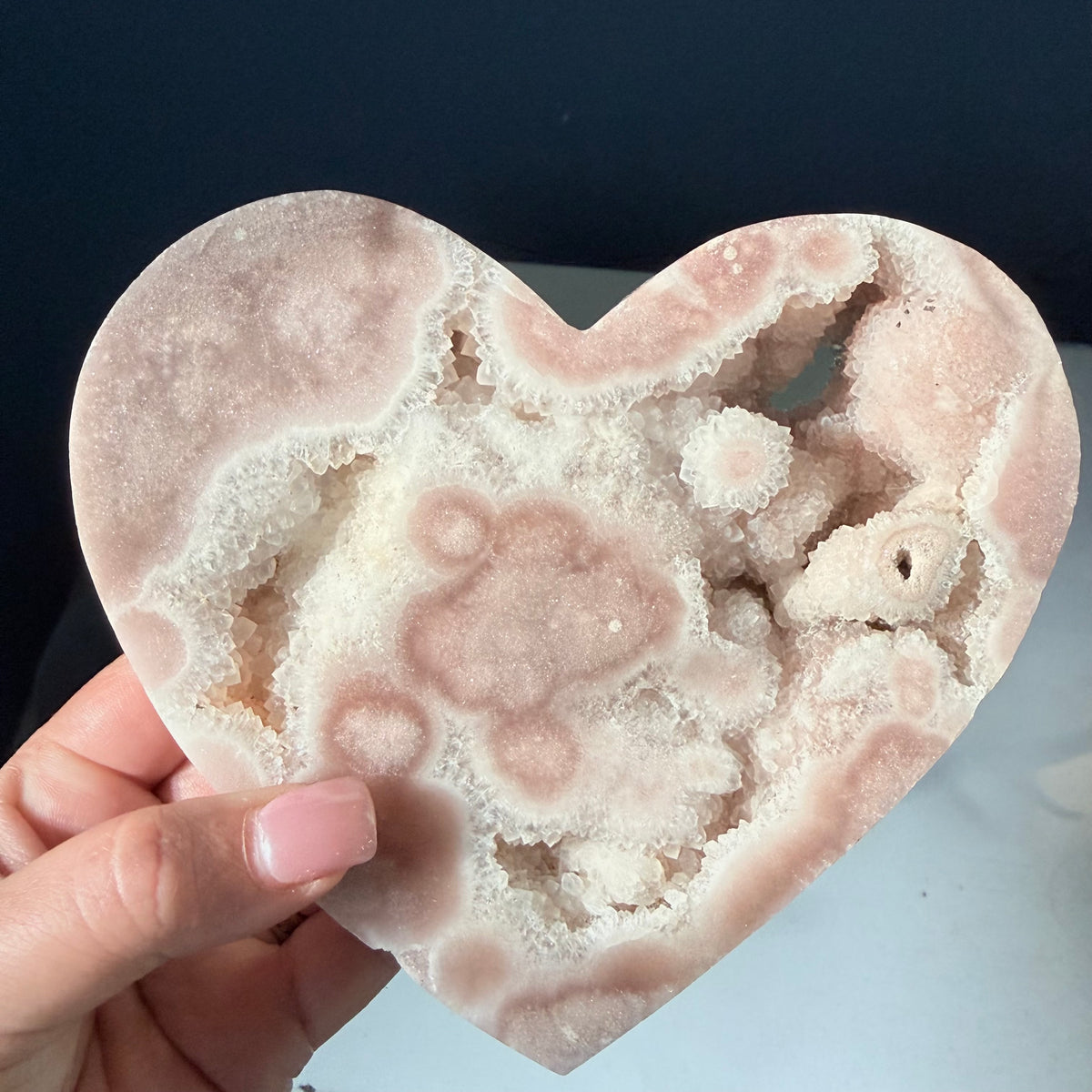 Pink Amethyst Druzy Crystal Heart Statement Piece