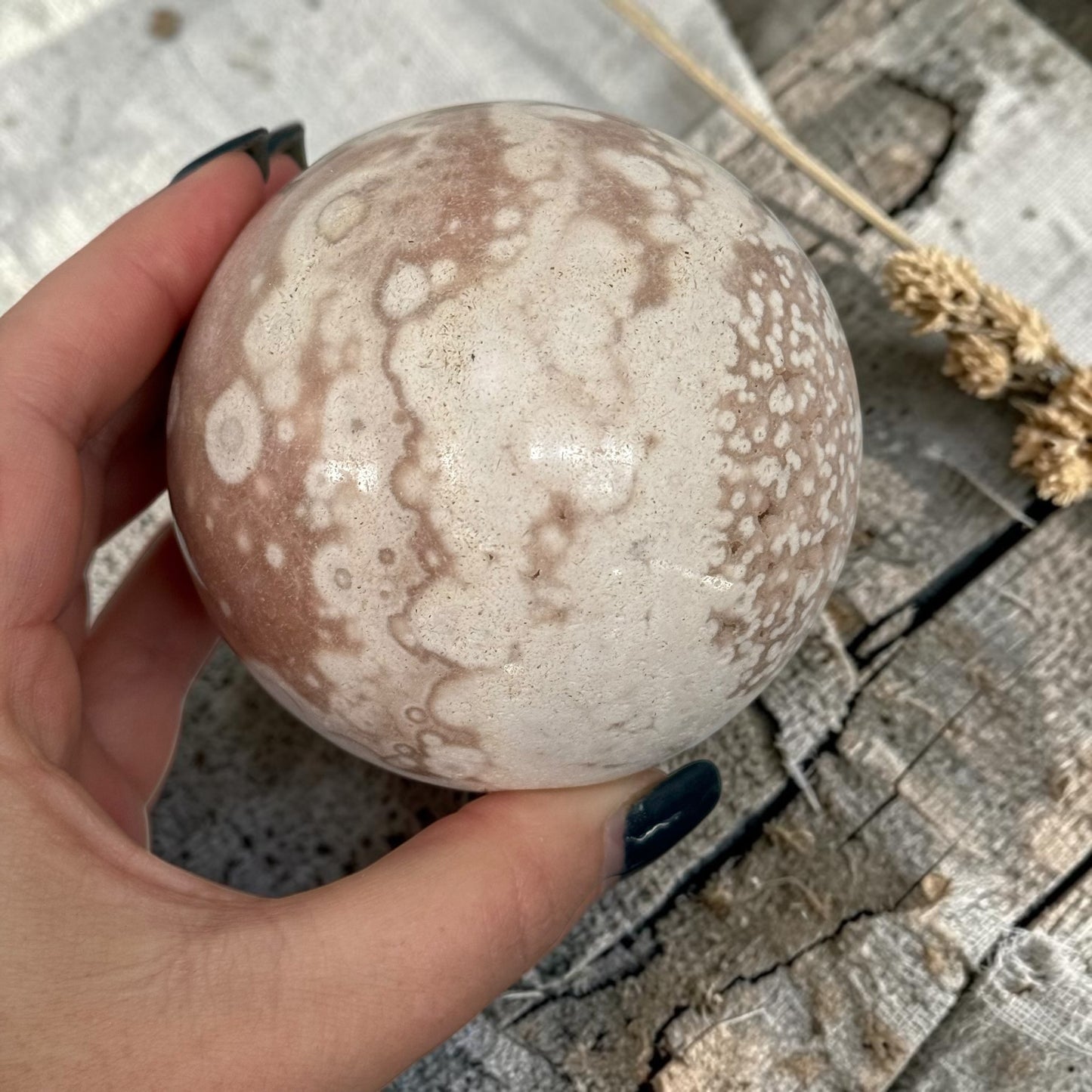 Pink Amethyst & Flower Agate Crystal Sugar Druzy Sphere