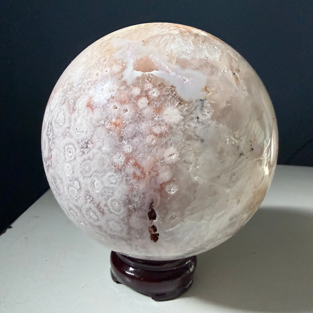 Pink Amethyst & Flower Agate Druzy Crystal Sphere 6lbs