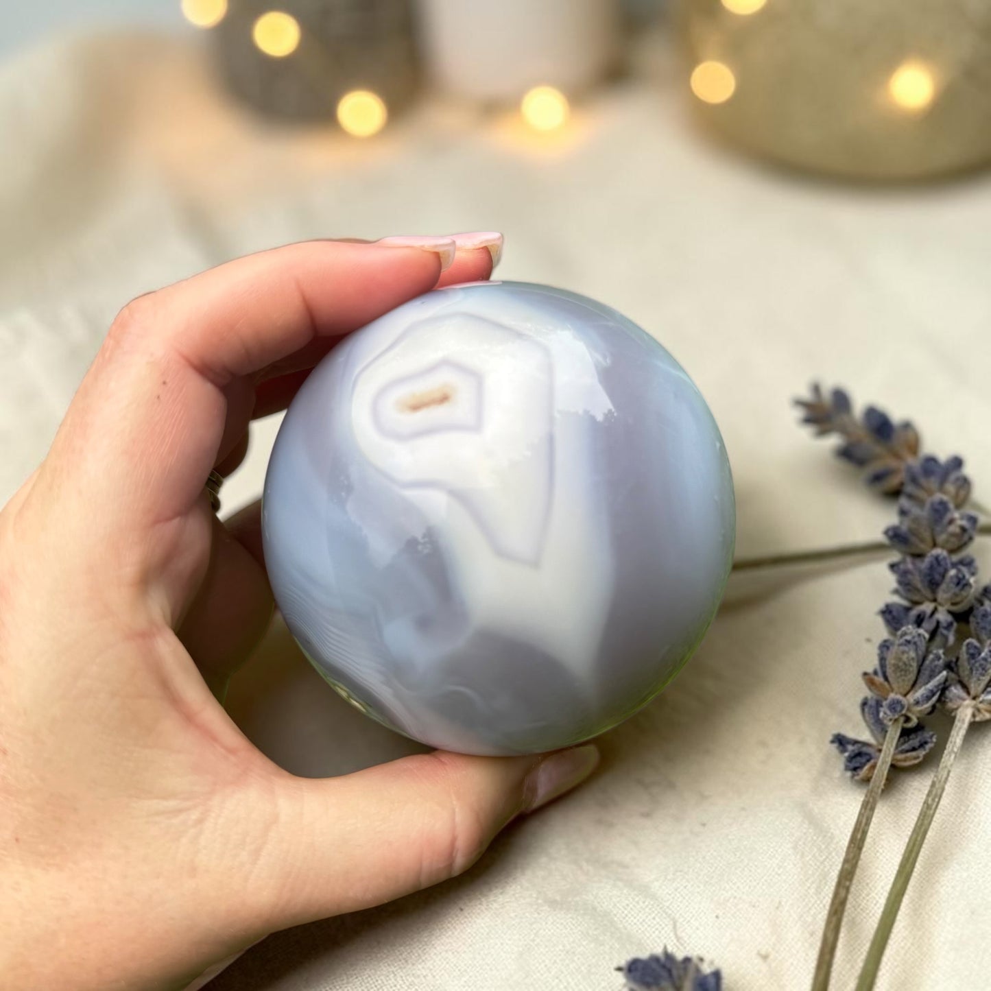 Rare Druzy Jelly Agate Crystal Sphere