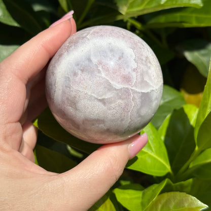 Pink Amethyst & Flower Agate Druzy Crystal Sphere