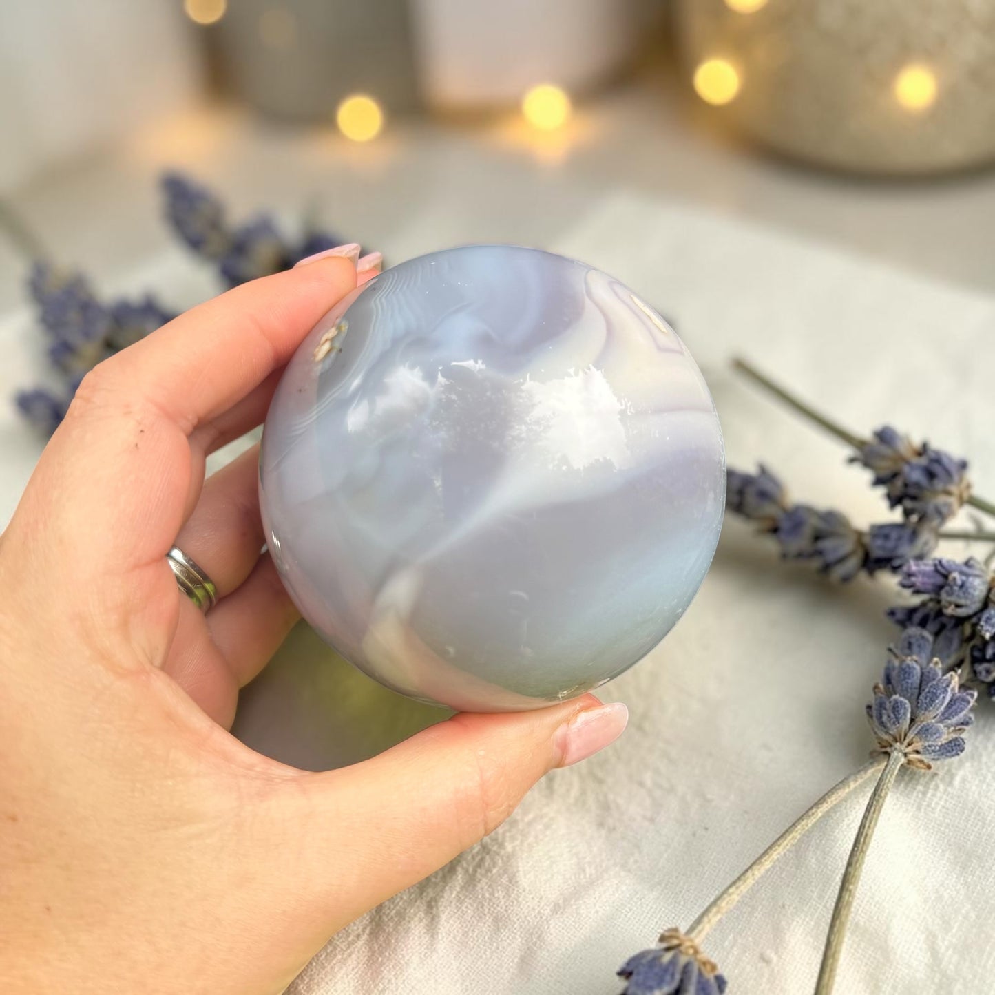 Rare Druzy Jelly Agate Crystal Sphere