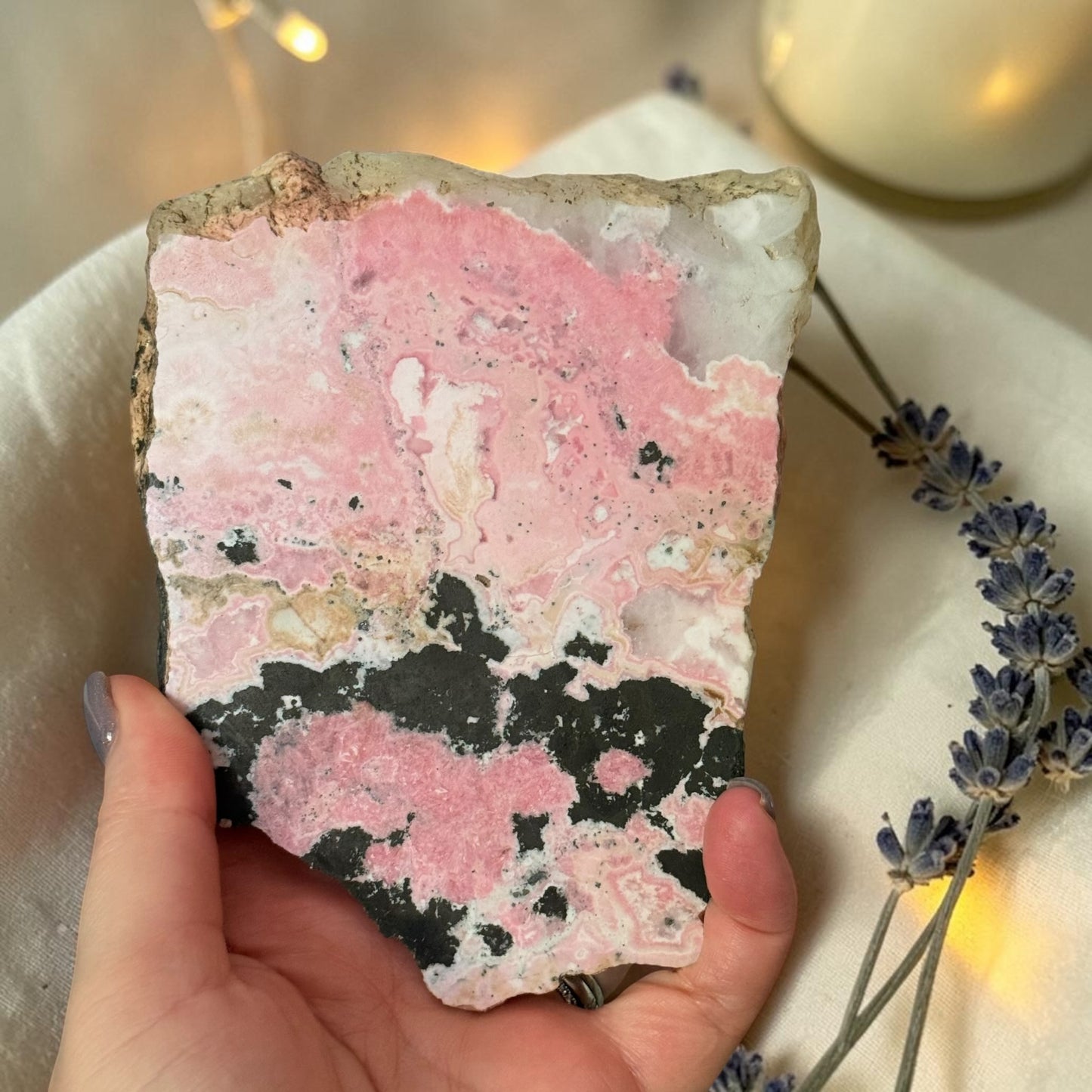 Peruvian Rhodochrosite Crystal Carving Slab